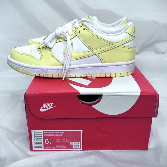 Nike Dunk Low White/Soft Yellow (FB9109-126) Size 7.5W/6Y New in Box. - Picture 1 of 8